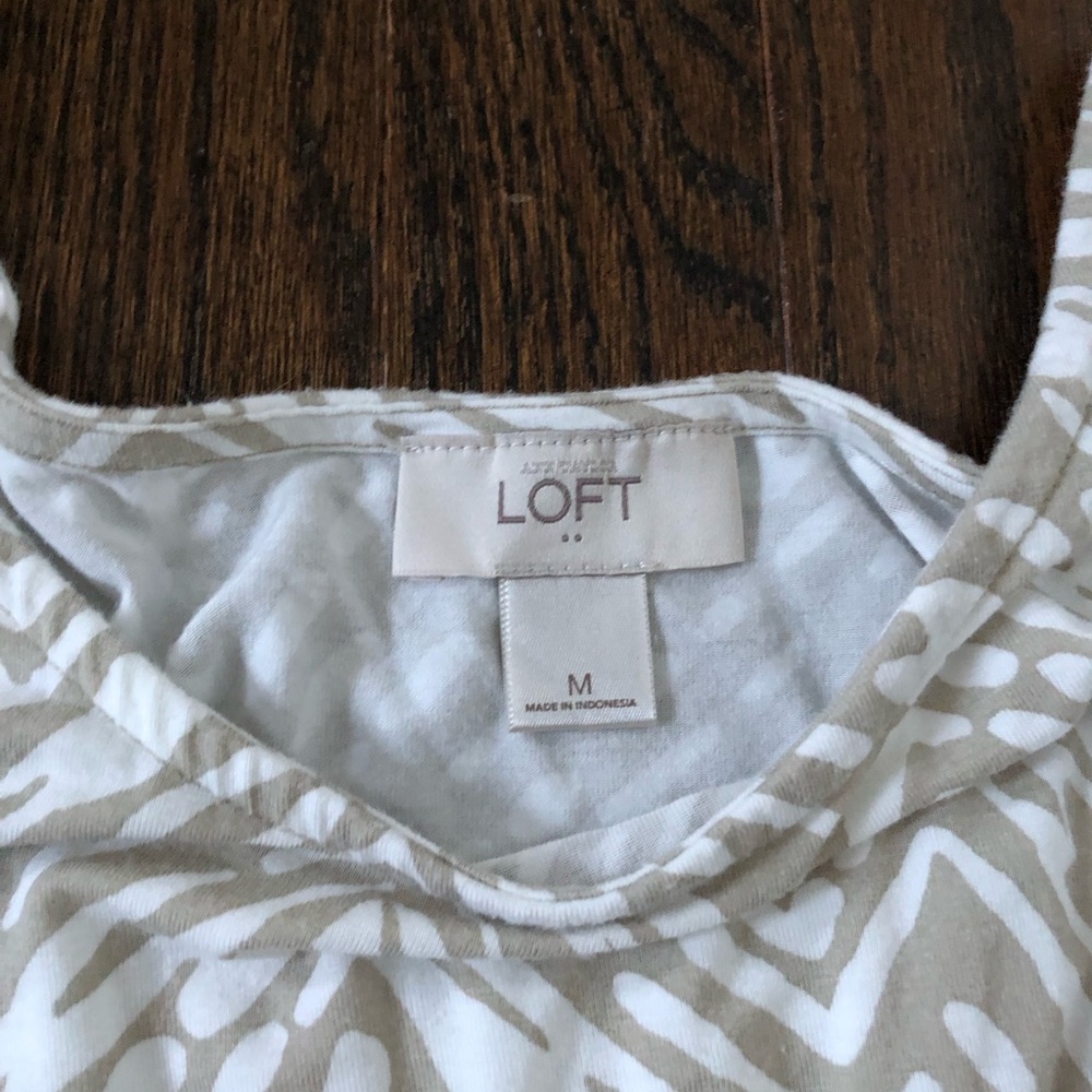 LOFT Women’s M White/Sage Green/Gray Animal Print Sleeveless Mini Dress - Picture 4 of 10